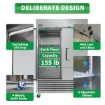 Doracome Commercial refrigerator, stainless steel ETL approved upright refrigerator storage (refrigerated/frozen) ﻿ (49 Cu.ft（33~40℉）)