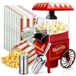 GVAKMM Popcorn Machine, Hot Air Popcorn Maker Kit Gift Box, Portable Home Popcorn Popper Machine, 10-Cup,Oil-Free,Retro Style,Compact and Cute