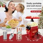 GVAKMM Popcorn Machine, Hot Air Popcorn Maker Kit Gift Box, Portable Home Popcorn Popper Machine, 10-Cup,Oil-Free,Retro Style,Compact and Cute