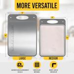 Nexolus 2 Pack Titanium Cutting Board Set, Large Double Sided - 16x11" + 14x9" - Stainless Steel Cutting Board for kitchen with Deep Juice Groove, Built-In Measurement Scale & Easy to Clean