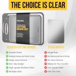 Nexolus 2 Pack Titanium Cutting Board Set, Large Double Sided - 16x11" + 14x9" - Stainless Steel Cutting Board for kitchen with Deep Juice Groove, Built-In Measurement Scale & Easy to Clean