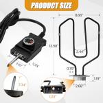 Upgrade 1650W Electric Smoker Heating Element with Adjustable Thermostat Controller, Universal Replacement Parts for Smoke Hollow, Charbroil, Dyna-Glo, Masterbuilt, Cuisinart etc Electric Smoker Grill