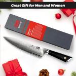 SHAN ZU Damascus Chef Knife 8 inch, 67-Layer High Carbon Steel Kitchen Knife Ultra Sharp Japanese Chef Knives, Professional Kitchen Utility Knives with G10 Ergonomic Handle/Gift Box