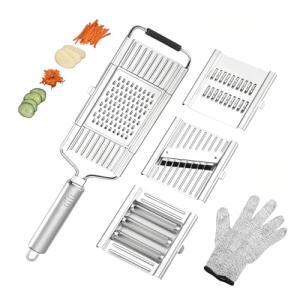 Cheese Grater Handheld: 4 in 1 Professional Stainless Steel Cheese Graters for Kitchen Grater/Peeler/Slicer - Cucumber Slicer for Cheese, Chocolate, Galic, Vegetable, Fruit, Kitchen Gadgets