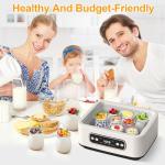 Yogurt Maker Machine, Automatic Yogurt Maker with Constant Temperature Control & Smart Timer, Digital Greek Yogurt Machine for Home, Includes 9x100ml/3.4oz Glass Jars & 1.6l Stainless Steel Liner