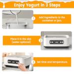 Yogurt Maker Machine, Automatic Yogurt Maker with Constant Temperature Control & Smart Timer, Digital Greek Yogurt Machine for Home, Includes 9x100ml/3.4oz Glass Jars & 1.6l Stainless Steel Liner