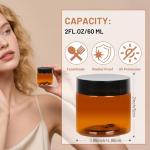 AuroTrends 2oz Amber Plastic Jars with Lids 24Pack, Small Salve Containers Ideal for Creams, Candles, Accessories and DIY Lotions, White Stickers and Spatula Included (60ml, Set of 24）