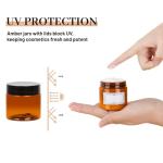 AuroTrends 2oz Amber Plastic Jars with Lids 24Pack, Small Salve Containers Ideal for Creams, Candles, Accessories and DIY Lotions, White Stickers and Spatula Included (60ml, Set of 24）