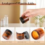 AuroTrends 2oz Amber Plastic Jars with Lids 24Pack, Small Salve Containers Ideal for Creams, Candles, Accessories and DIY Lotions, White Stickers and Spatula Included (60ml, Set of 24）