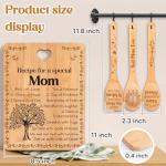 Christmas Gifts for Mom - "Recipe for a Special Mom" Mom Christmas Gifts Cutting Board Set, Bamboo-Made Engraved Utensil Set, Mom Birthday Gifts, Christmas Decorations