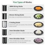 5-In-1 Electric Cheese Grater,300W Salad Maker,Electric Grater for Block Cheese,Kitchen Electric Food Slicer Shredder,Chopper for Vegetables Cucumber Carrots Cabbage Nuts(Black)