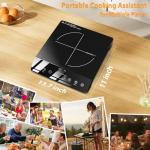 JollyOne Single Burner Induction Cooktop, ETL-Certified 1800W Portable Induction Cooktop Large 8 inch Heating Coil, 12 Temp Settings up to 465℉ Electric Stove Hot Plate with 3 Hour Timer, Safety Lock