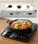 JollyOne Single Burner Induction Cooktop, ETL-Certified 1800W Portable Induction Cooktop Large 8 inch Heating Coil, 12 Temp Settings up to 465℉ Electric Stove Hot Plate with 3 Hour Timer, Safety Lock