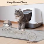Garoopion Cat Mat for Litter Box, Large 34" X 22" Cat Litter Mat, Waterproof Silicone Pad for Floor, Gray