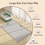 Garoopion Cat Mat for Litter Box, Large 34" X 22" Cat Litter Mat, Waterproof Silicone Pad for Floor, Gray