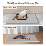Garoopion Cat Mat for Litter Box, Large 34" X 22" Cat Litter Mat, Waterproof Silicone Pad for Floor, Gray