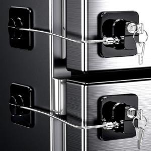 4 Pack Refrigerator Locks with Keys for Kids, Toddlers and Adults, Self Adhesive Child & Baby Proofing Fridge Latch for Double Door, French Door, Cabinets and Drawers, Oven, Windows (Patent)