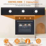 24 Inch Built-in Electric Single Wall Oven, 2.5 Cu.ft Stainless Steel Convection Oven with 8 Cooking Functions, Mechanical Knob Control, 500℉ Max Temperature, 3-Layer Tempered Glass Door, Easy to Clea