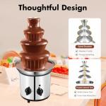 4 Tier Chocolate Fountain Machine,Commercial Stainless Steel Electric Chocolate Melting Fountain Machine, Prevent Splashing, 1.8L/60.86Oz Large Capacity, for Parties, Birthdays, Gatherings