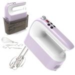 Yomelo 9-Speed Digital Hand Mixer Electric, 400W DC Motor, Hand Mixer electric Handheld with Snap-On Storage Case, Touch Button, Turbo Boost, 5x Stainless Steel Accessories (Lilac Purple)