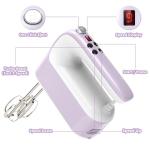 Yomelo 9-Speed Digital Hand Mixer Electric, 400W DC Motor, Hand Mixer electric Handheld with Snap-On Storage Case, Touch Button, Turbo Boost, 5x Stainless Steel Accessories (Lilac Purple)