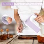Yomelo 9-Speed Digital Hand Mixer Electric, 400W DC Motor, Hand Mixer electric Handheld with Snap-On Storage Case, Touch Button, Turbo Boost, 5x Stainless Steel Accessories (Lilac Purple)