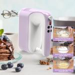 Yomelo 9-Speed Digital Hand Mixer Electric, 400W DC Motor, Hand Mixer electric Handheld with Snap-On Storage Case, Touch Button, Turbo Boost, 5x Stainless Steel Accessories (Lilac Purple)