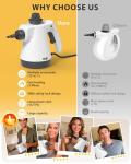 Steam Cleaner - Handheld Steam Cleaner with 12Pcs Accessories & Safety Lock, Pressurized Handheld Steam Cleaner for Home, Tile, Windows, Bathrooms, Kitchens, Grease, Car, Grey