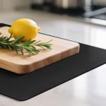 Upgraded 10” x 15” Non-Adhesive Non-Slip Cutting Board Mat, Multi-Purpose Non-Slip Pad for Chefs & Home Cooks, Safety Grip Mat Under Kitchen Cutting Boards, Drawer Liners (Black, 1 Pack)