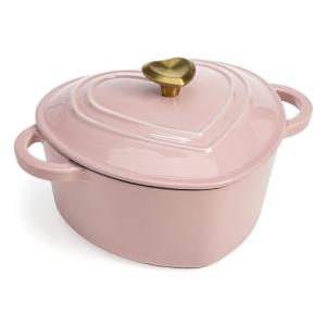 Heart-Shaped Pink Cast Iron Dutch Oven, 2-Quart