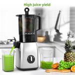 Crzoe 300W Cold Press Juicer with a 5.4 Wide Feed Chute for Whole Fruits and Vegetables,Vintage knob,Slow Masticating juicer, Easy to Clean and High juice Yield,Square body,Stainless Steel