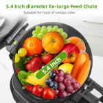 Crzoe 300W Cold Press Juicer with a 5.4 Wide Feed Chute for Whole Fruits and Vegetables,Vintage knob,Slow Masticating juicer, Easy to Clean and High juice Yield,Square body,Stainless Steel