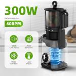 Crzoe 300W Cold Press Juicer with a 5.4 Wide Feed Chute for Whole Fruits and Vegetables,Vintage knob,Slow Masticating juicer, Easy to Clean and High juice Yield,Square body,Stainless Steel