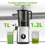 Crzoe 300W Cold Press Juicer with a 5.4 Wide Feed Chute for Whole Fruits and Vegetables,Vintage knob,Slow Masticating juicer, Easy to Clean and High juice Yield,Square body,Stainless Steel