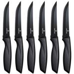 targzier Premium Steak Knives, Steak Knives Set of 6,Black,Stainless Steel Steak Knife Set,Razor-Sharp Serrated Steak Knife,Durable Steak Knifes,Ergonomic Handle,Dishwasher Safe Steak Knifes
