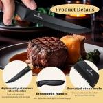 targzier Premium Steak Knives, Steak Knives Set of 6,Black,Stainless Steel Steak Knife Set,Razor-Sharp Serrated Steak Knife,Durable Steak Knifes,Ergonomic Handle,Dishwasher Safe Steak Knifes