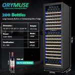 200 Bottle Dual Zone Wine Fridge – 24 Inch Large Capacity Wine Cooler Refrigerator Freestanding/Built-In with Upgraded Compressor, Low-Noise Wine Cellar & Intelligent Temperature Control - Black