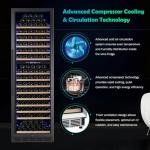 200 Bottle Dual Zone Wine Fridge – 24 Inch Large Capacity Wine Cooler Refrigerator Freestanding/Built-In with Upgraded Compressor, Low-Noise Wine Cellar & Intelligent Temperature Control - Black