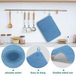 GeeRic Christmas Microfiber Dish Drying Mat, Super Absorbent Kitchen Dish Drying Pad for New Year Gift, Reversible for Countertop, 12 * 16 inch Blue