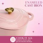 Heart-Shaped Pink Cast Iron Dutch Oven, 2-Quart