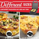 SugarWhisk Egg Bite Maker with 2 Silicone Egg Molds for Breakfast Sandwiches, Breakfast Maker, Omelet Pan, Healthy Snacks or Desserts, Black