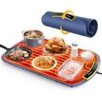 COLDFILL Food Warming Mat, Large Electric Warming Mat for Food & Buffet Party, 8 Temp Levels & 4H Timer, 5s Full-Surface Heating, Waterproof Silicone Chafing Dishes, Roll-Up Design, Easy to Clean