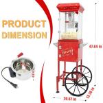 Popcorn Machine 8oz with Cart & Wheels - Popcorn Maker Machine Movie Theater Style for Home, Parties, Christmas, Outdoor Use, Red