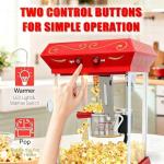 Popcorn Machine 8oz with Cart & Wheels - Popcorn Maker Machine Movie Theater Style for Home, Parties, Christmas, Outdoor Use, Red