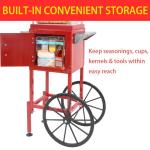 Popcorn Machine 8oz with Cart & Wheels - Popcorn Maker Machine Movie Theater Style for Home, Parties, Christmas, Outdoor Use, Red