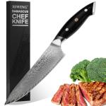 High Carbon Stainless Steel 8" Japanese Chef Knife, VG10 Steel Damascus Kitchen Knife, Professional Black Forged Kitchen Knives with Ergonomic Handle