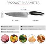 High Carbon Stainless Steel 8" Japanese Chef Knife, VG10 Steel Damascus Kitchen Knife, Professional Black Forged Kitchen Knives with Ergonomic Handle