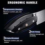 High Carbon Stainless Steel 8" Japanese Chef Knife, VG10 Steel Damascus Kitchen Knife, Professional Black Forged Kitchen Knives with Ergonomic Handle