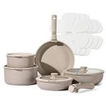 CAROTE 15-Piece Nonstick Cookware Set with Removable Handle