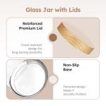 8 oz Glass Jars with Lids, 12 Pack Small Glass Jars with Plastic Woodgrain Lids, Lotion Container Empty Cosmetic Travel Containers for Sample, Cream, Lotion, Honey, Powder